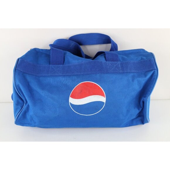 Vintage 90s Distressed Pepsi Co Handled Duffel Duffle Bag Carry On Pack Blue - Picture 1 of 9